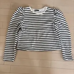 ZARA 白黒ストライプ 長袖Tシャツ パフスリーブ