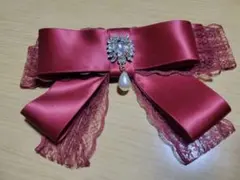 axes femmeアクシーズファム ビックサテンレースリボンバレッタパールつき