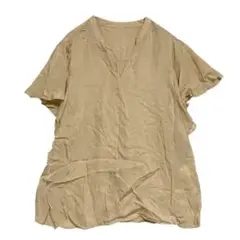 ビューティーアンドユース　Vネックスキッパー シアーブラウス　ベージュ