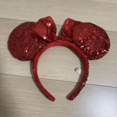 ミニー耳カチューシャ 赤 スパンコール