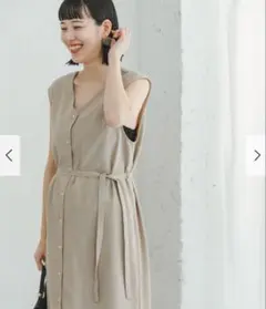 リネンライクウエストマークワンピース