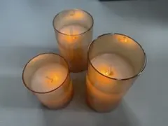 【極美品】LEDキャンドル 3点セット ガラス製 電池付 間接照明 結婚式 北欧