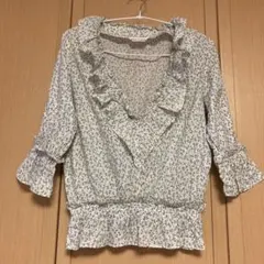 花柄フリル五分袖ブラウス