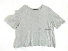 プチバトー　裾ポケットTシャツ ライトグレー　XXSのサムネイル
