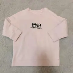 size90　ミッキー・ミニー刺繍長袖トレーナー　ピンク