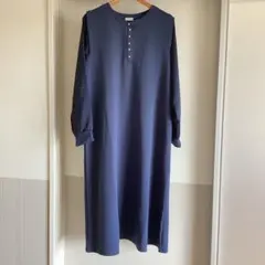 【美品】ワンピース　長袖　ネイビー　ボタン付き　3L ゆったり　noannu