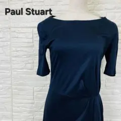 Paul Stuart ポール・スチュアート ネイビー 半袖 ひざ丈 ワンピース