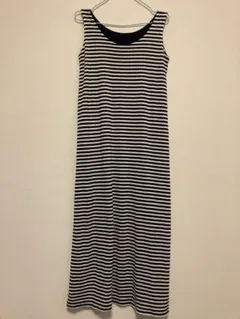 ストライプ ノースリーブ ロングドレス