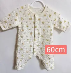 【美品】アカチャンホンポ★長袖カバーオール★花柄　キルト 冬 綿100%