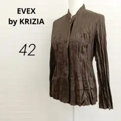 H8025【エベックス】スタンドカラー ジャケット XL カーキ 茶 シワ加工