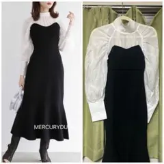 MERCURYDUO バックリボンビスチェニットドッキングワンピース