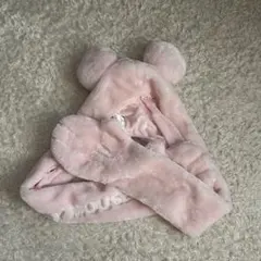 ディズニー　ミニーファンキャップマフラー　ピンク