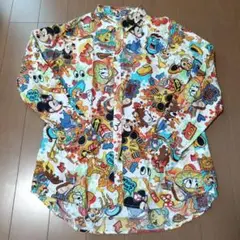 Disney RESORT ディズニー BD 長袖シャツ キャラクター勢揃い S