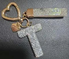 スワロフスキー風アルファベットT字型キーホルダー❤︎