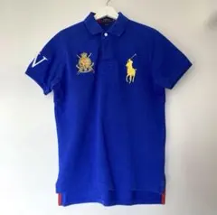 90s ポロバイラルフローレン ビッグポ二ー ポロシャツ 短丈 y2k 水色 