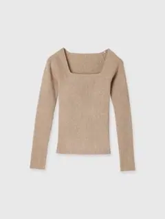 anuans カシミヤブレンドデコルテリブニットプルオーバー