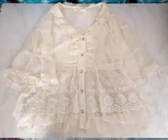 シフォン　白　ホワイト　チュニック　リズリサ　系　森ガール