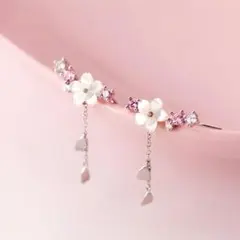 ピアス フラワー レディース 桜 ピンク 花 和 かわいい 上品 シルバー 春