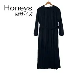 Honeys ハニーズGLACIER ブラック 長袖ベルト付きワンピースMサイズ