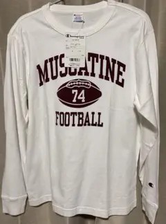 新品 正規店購入 チャンピオン 長袖Tシャツ メンズM 白 英字プリント