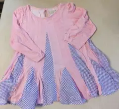 fafa 長袖ワンピース 110 ピンク× チェック