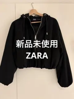 ZARA フード付きボンバージャケット ブラック XS
