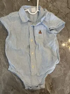 gap ストライプ柄クマ刺繍 半袖ロンパース6-12ヶ月