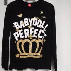 BABY DOLL XL 黒 ロングスリーブTシャツ ゴールドプリント