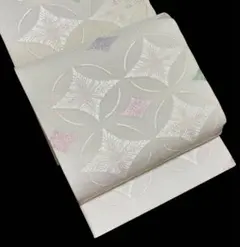 夏帯 西陣まいづる 紗 袋帯 六通柄 紗綾形 七宝華文 証紙 未使用イ7205