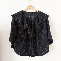 earth music&ecolog 黒 ドット トップス ブラウス レディース