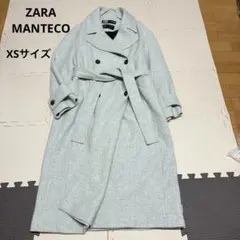 ZARA マンテコ ウール混 ダブルチェスター ロングコート XSグレー