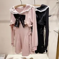 使用感無し　美品　LIZLISA 重ね着風セーラーフレアワンピース量産型