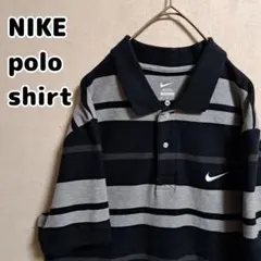 NIKE　ナイキ　刺繍ロゴ　ボーダー　ポロシャツ