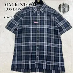美品【マッキントッシュロンドン】100％リネン ボタンダウン シャツ チェック