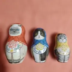 可愛い✭Cat アフタヌーンティー✭猫のマトリョーシカ 缶のサムネイル