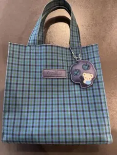 ★美品　ファミリア　トートバッグ　小　青チェック