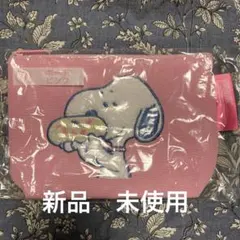スヌーピー刺繍ポーチ ピンク