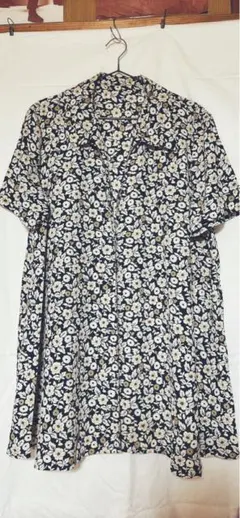 古着　花柄シャツワンピ