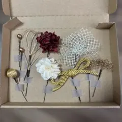 ドライフラワー髪飾り／結婚式＊成人式＊和装洋装＊前撮り／レッドのサムネイル