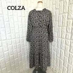 COLZA ロングワンピース 長袖 花柄 ゆったり 体型カバー カジュアル L
