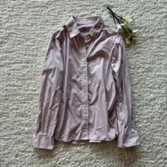 無印良品　長袖 ストライプシャツ ピンクS美品のサムネイル