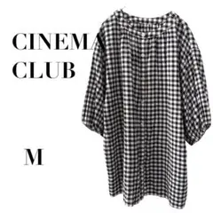 シネマクラブ ギンガム 七分袖チェック M 体型カバー　ゆったり　ナチュラル