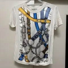 ホワイト プリント柄 半袖Tシャツ
