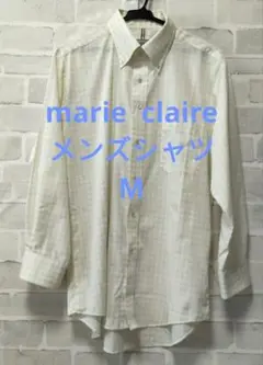 marie claire メンズ 長袖シャツ Mサイズ クリーム色 チェック