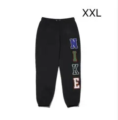 【美品】NIKE ナイキ カラフルレトロ刺繍ロゴ スウェットパンツ 黒 2XL