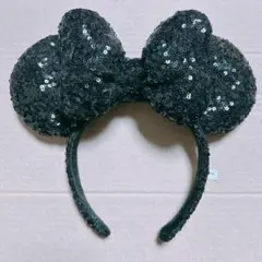 ミニー型スパンコールカチューシャ 黒