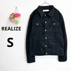 a5739 リアライズ　ブラック　デニムジャケット　ダメージ　古着　アウター　S