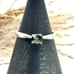 【サイズ変更OK】10月誕生石/グリーントルマリンの一粒シルバーリング