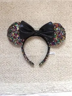 ディズニー　カチューシャ　スパンコール　ミニーマウス　カラフル