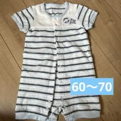 COMME CA ISM ストライプロンパース（タオル生地） 60〜70